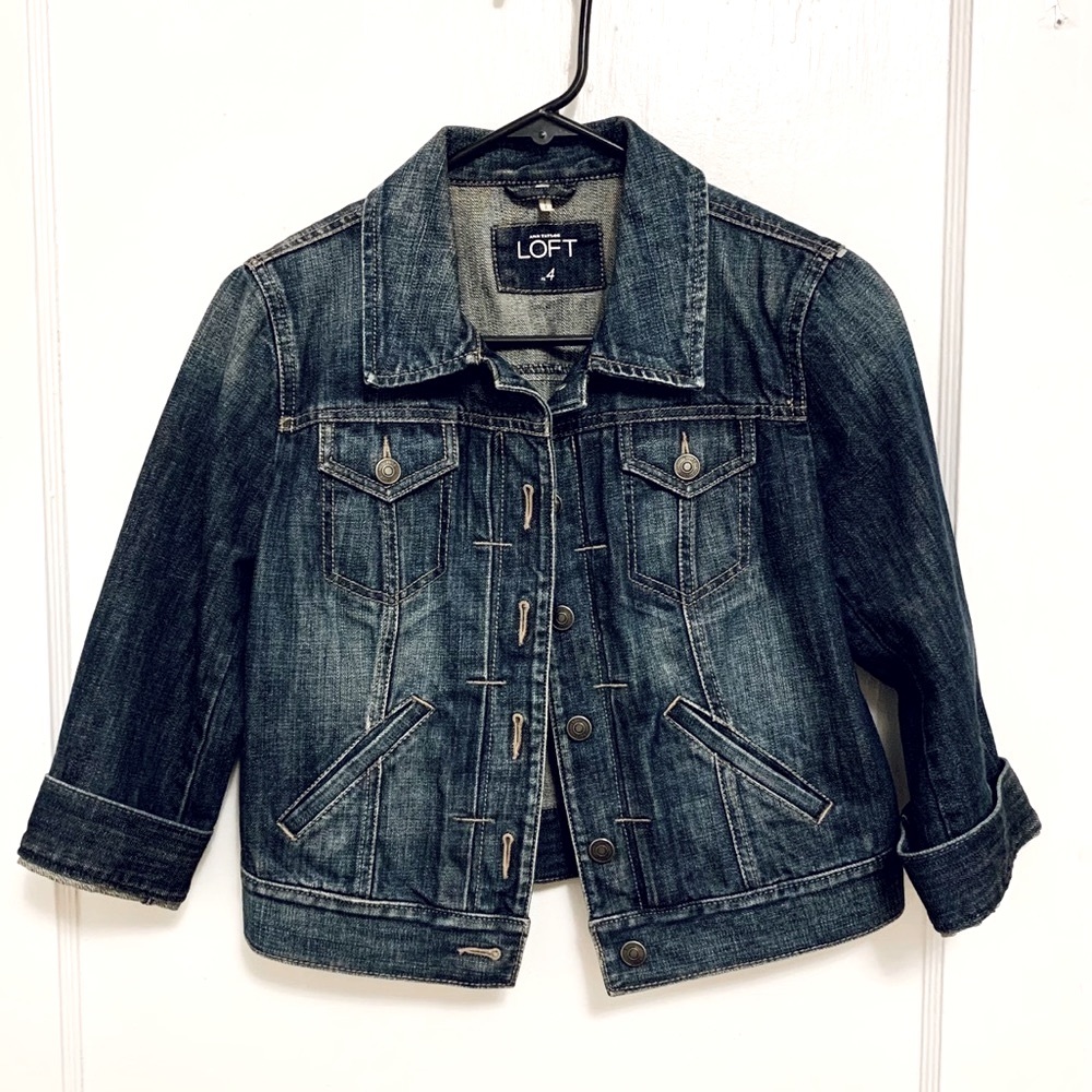 LOFT Dark Wash Denim Jacket Size 4